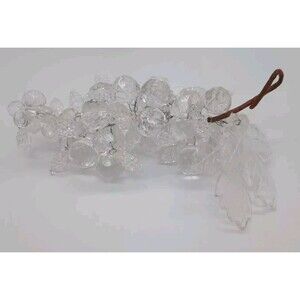 Faceted Acrylic Grape and Berry Cluster Bunch With leaves stem Berries Clear